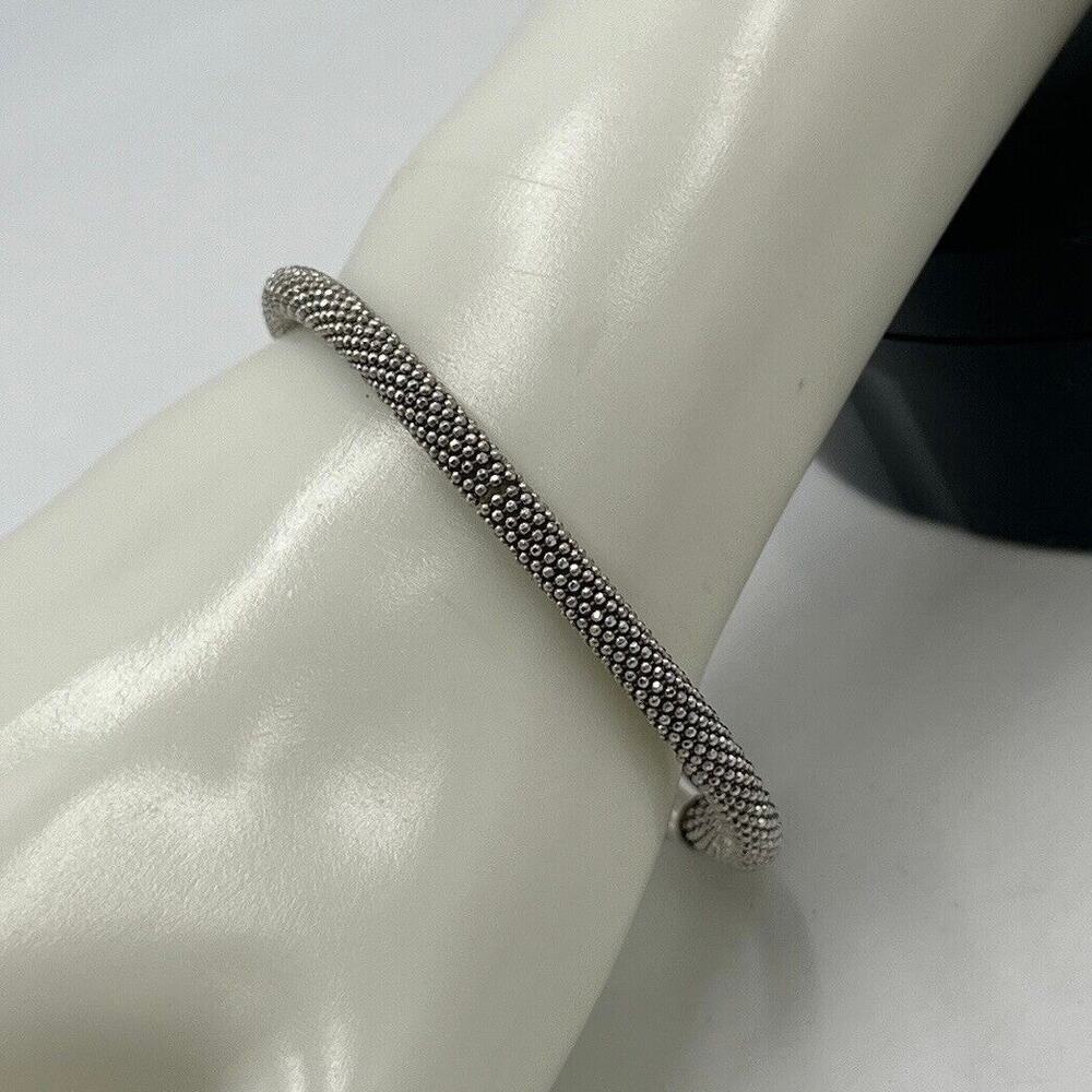Sterling Silver 925 Diamond‎ Cut Mesh Flexible Bangle Bracelet Magnetic Closure